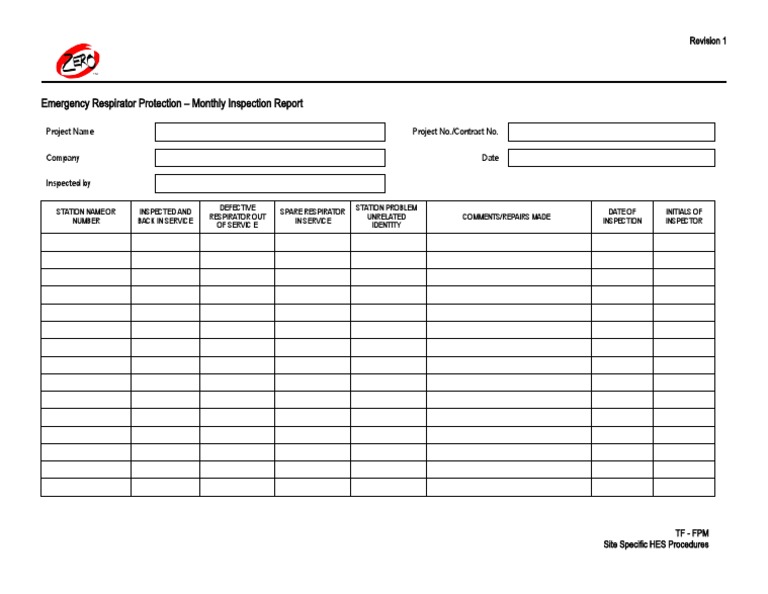 Monthly Emergency Respirator Report | PDF