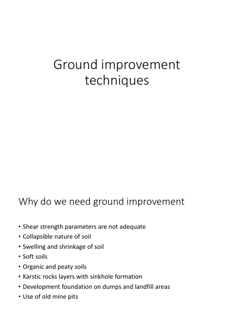 Ground Improvement Techniques Overview | PDF | Soil | Clay
