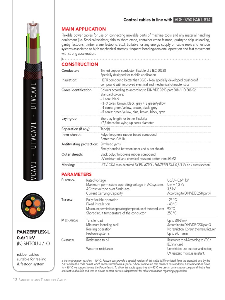Panzerflex-L 0.6/1 kV Cable Specifications | PDF | Technology & Engineering