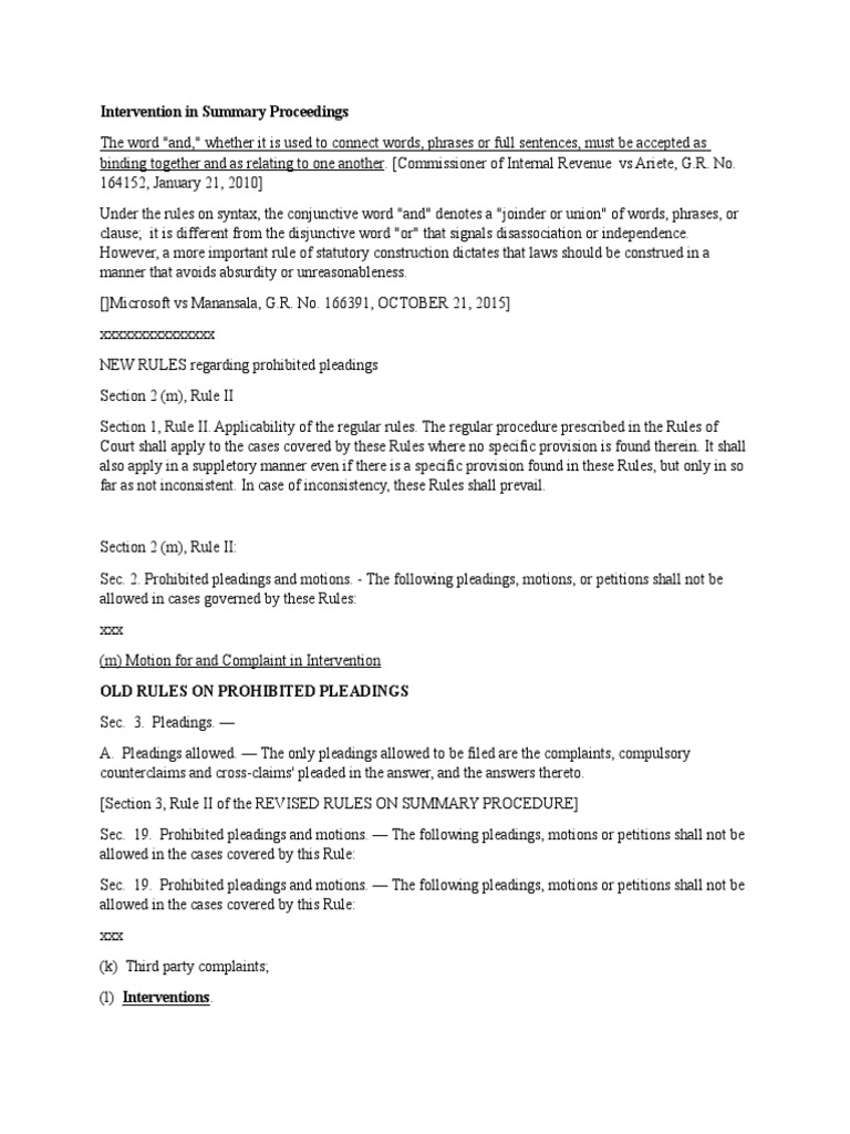 Intervention Rules in Summary Procedure | PDF | Pleading | Intervention ...