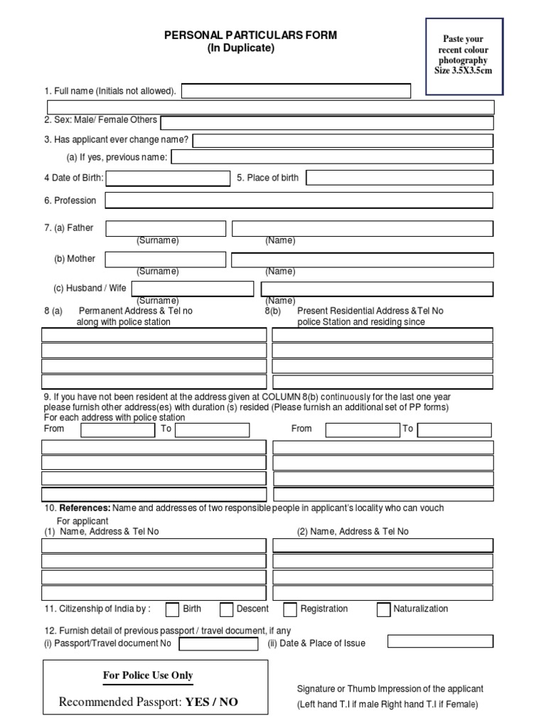Personal Particulars Form2011 Return of Evil PDF
