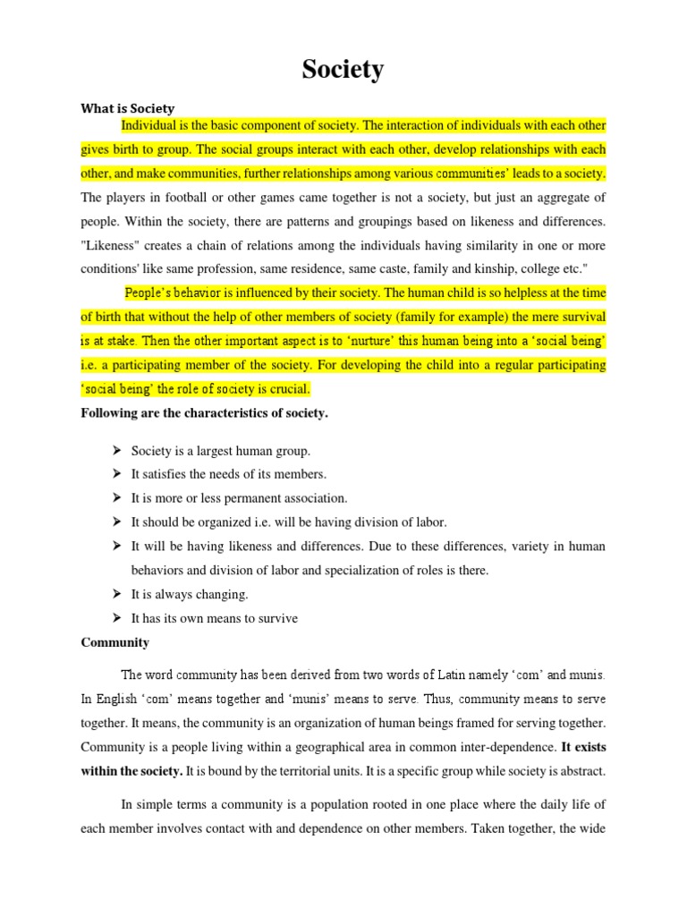 Chapter # 3 Society | PDF