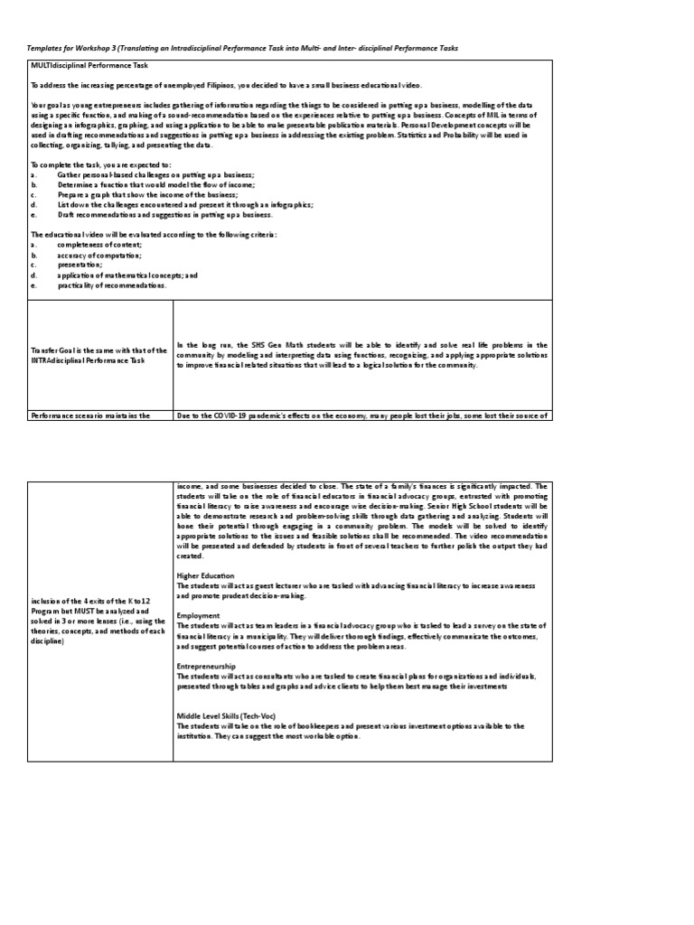 Templates For Workshop 3 PDF