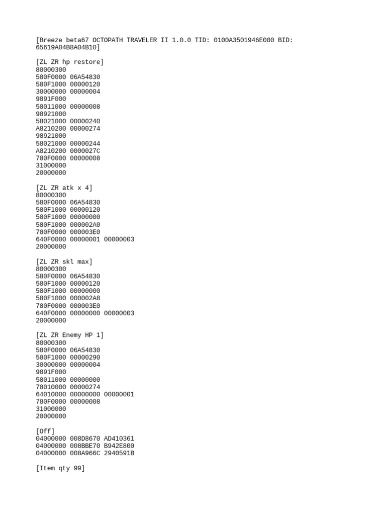 Octopath Traveler II Cheat Codes | PDF