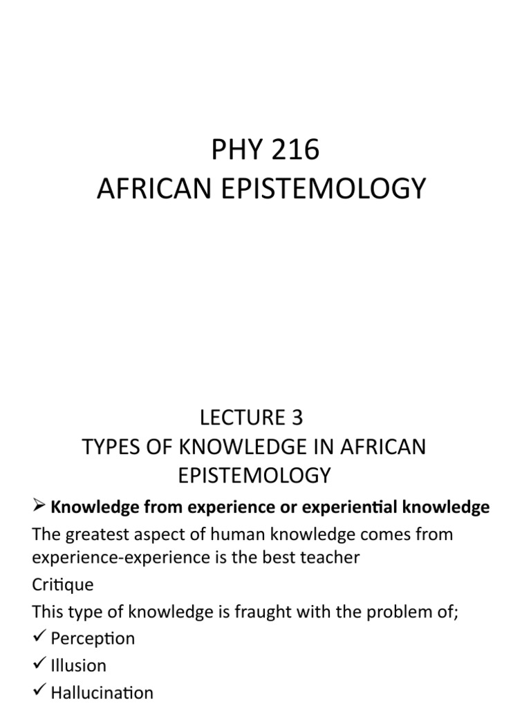 Types of Knowledge in African Epistemology | PDF