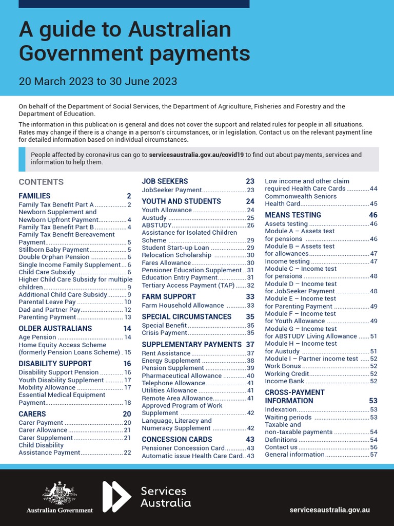 A Guide To Australian Government Payments 20 March 2023 To 30 June 2023
