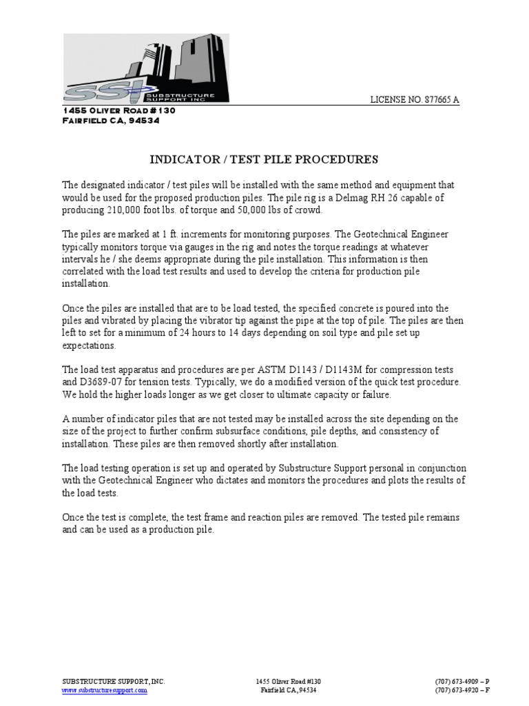 Indicator Test Pile Procedures PDF
