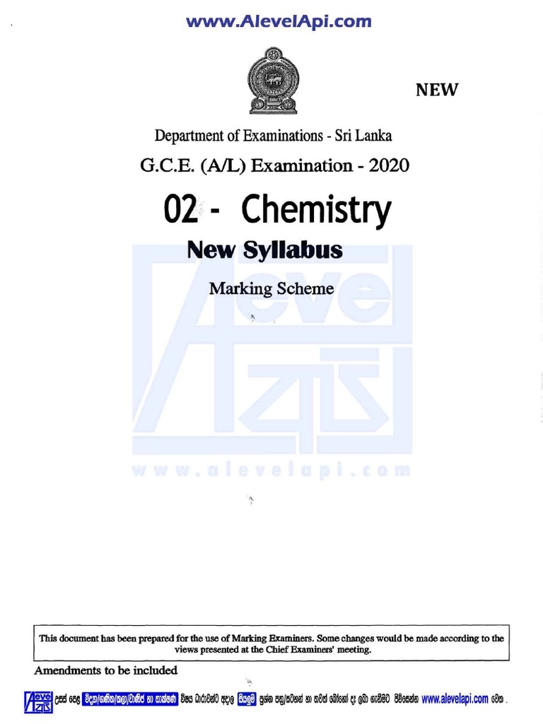 2020 al chemistry marking scheme new syllabus english medium alevelapi