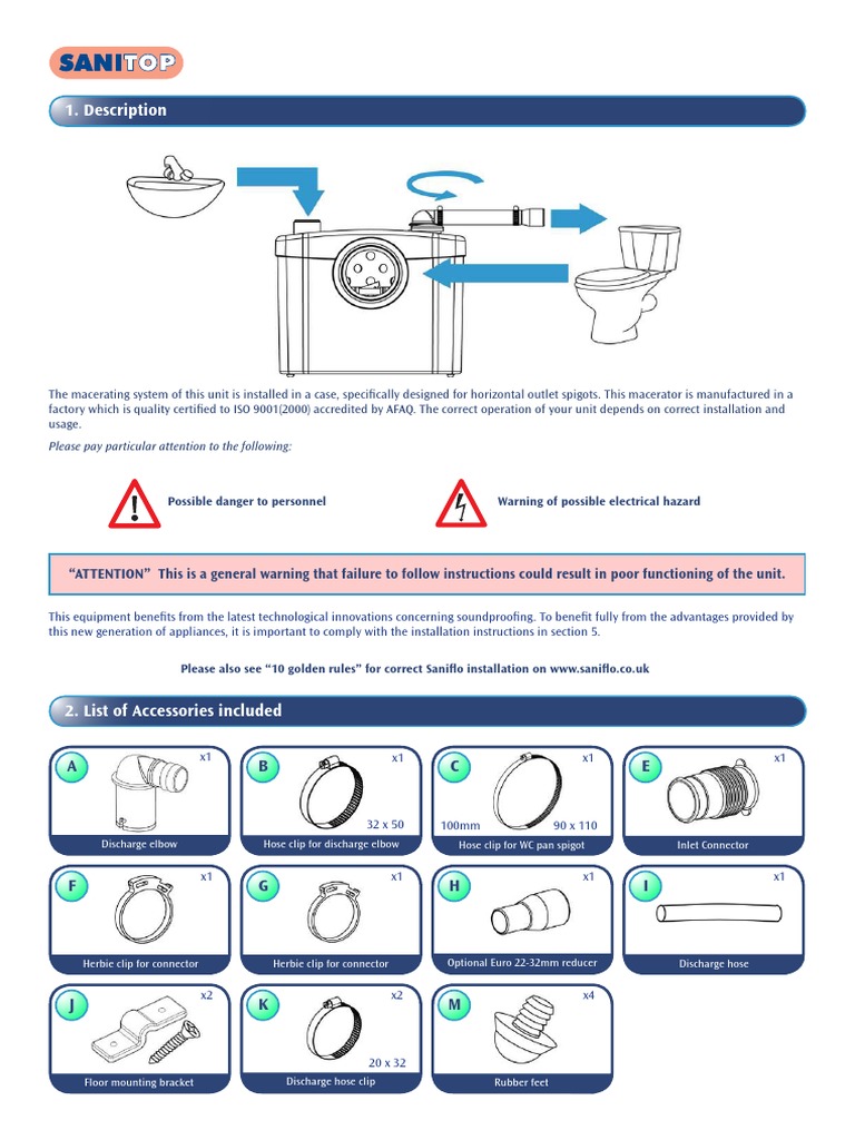 SanifloSanitopInstallationGuide PDF Electrical Wiring Ac Power