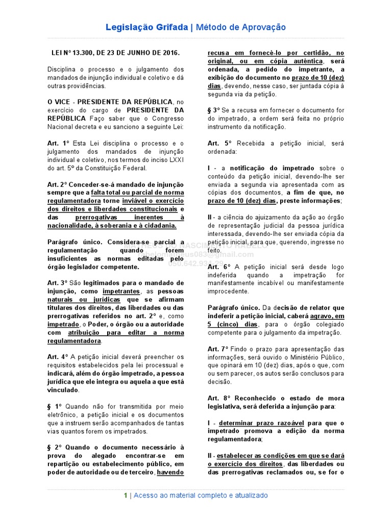 Lei+nº+13.300_2016 Lei+do mandado de injunção PDF Sentença (jurídico) Direito Comum
