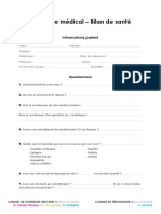 Questionnaire Médical Adulte