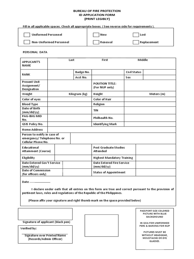 Bfp id form pdf government