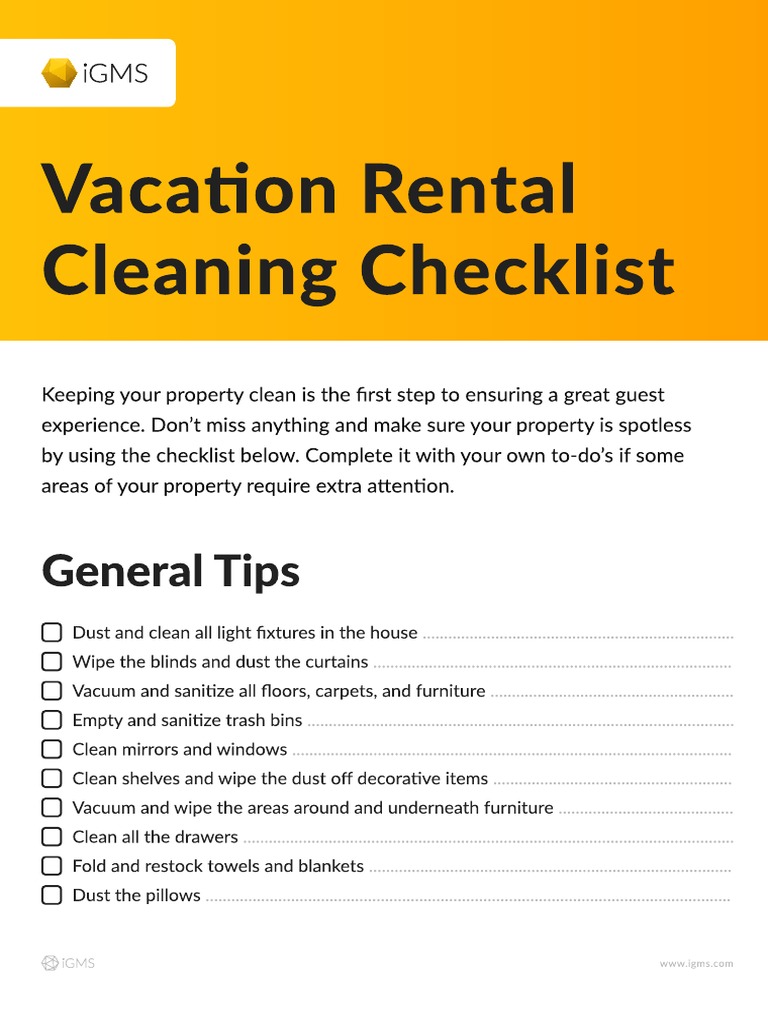 Vacation Rental Cleaning Checklist PDF 1
