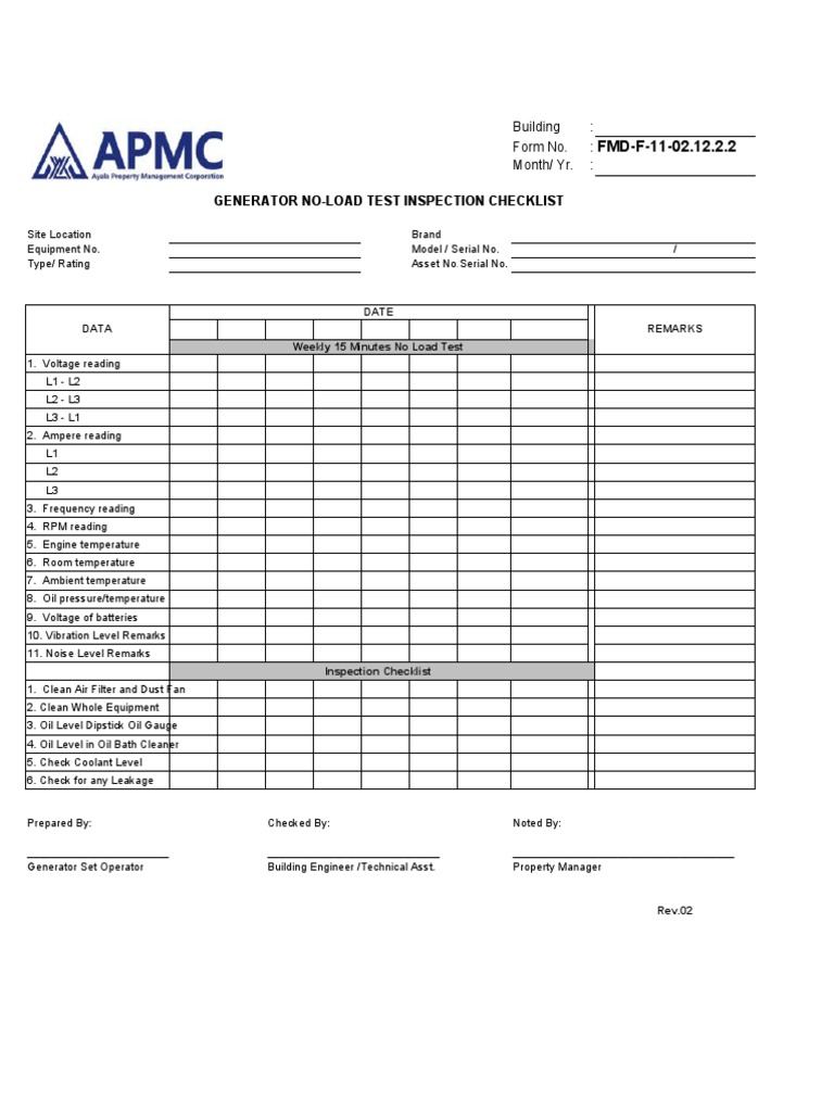 FMD-F-11-02.12.2.2 Generator No Load | PDF