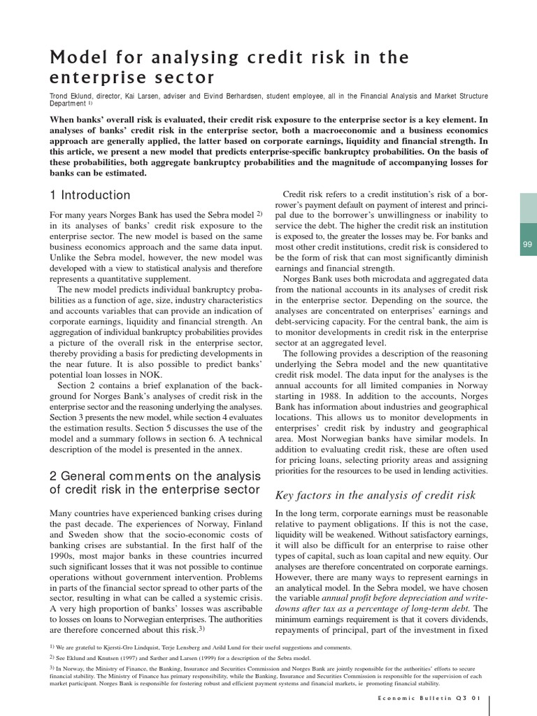 New Model for Enterprise Credit Risk Analysis | PDF | Business ...