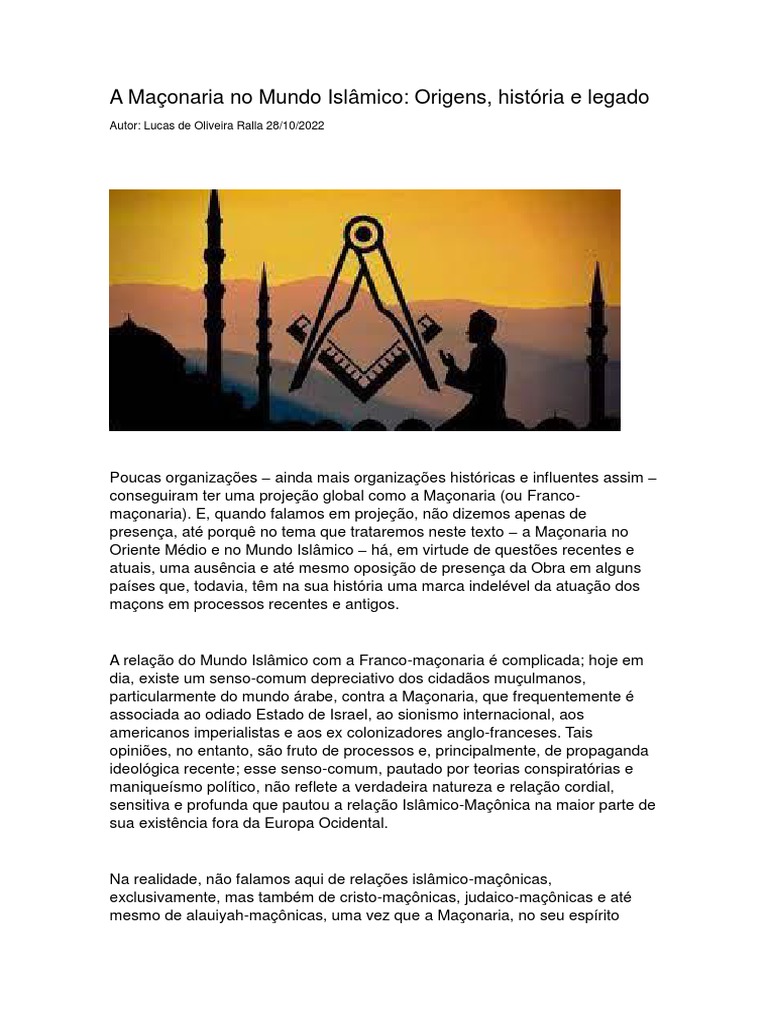 Maçonaria e Islamismo: Conexões Históricas | PDF | Maçonaria | Sufismo
