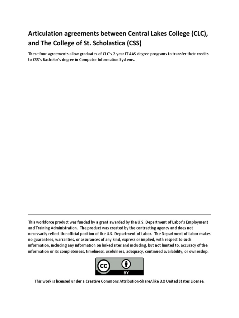 Combined CLC CSS Articulation Agreements PDF