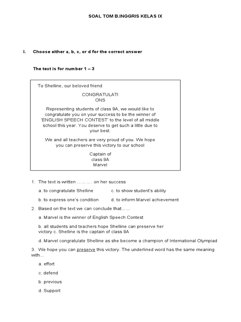 Grade 9 English Exam | PDF | Language Arts & Discipline