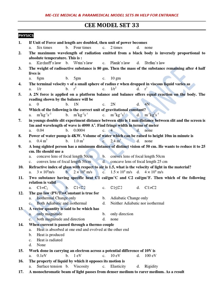 Cee Model Set 331 | PDF | Science & Mathematics