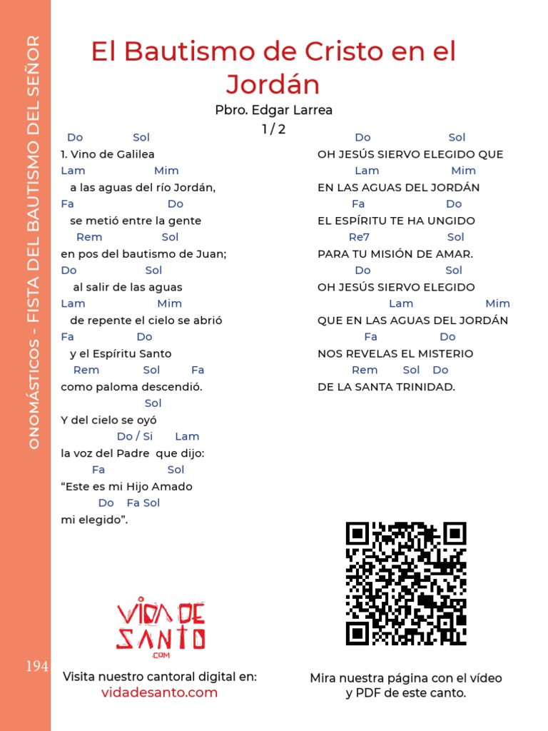 Bautismo de Jesús en el Jordán: Letra y Acordes | PDF | Cristo (título ...