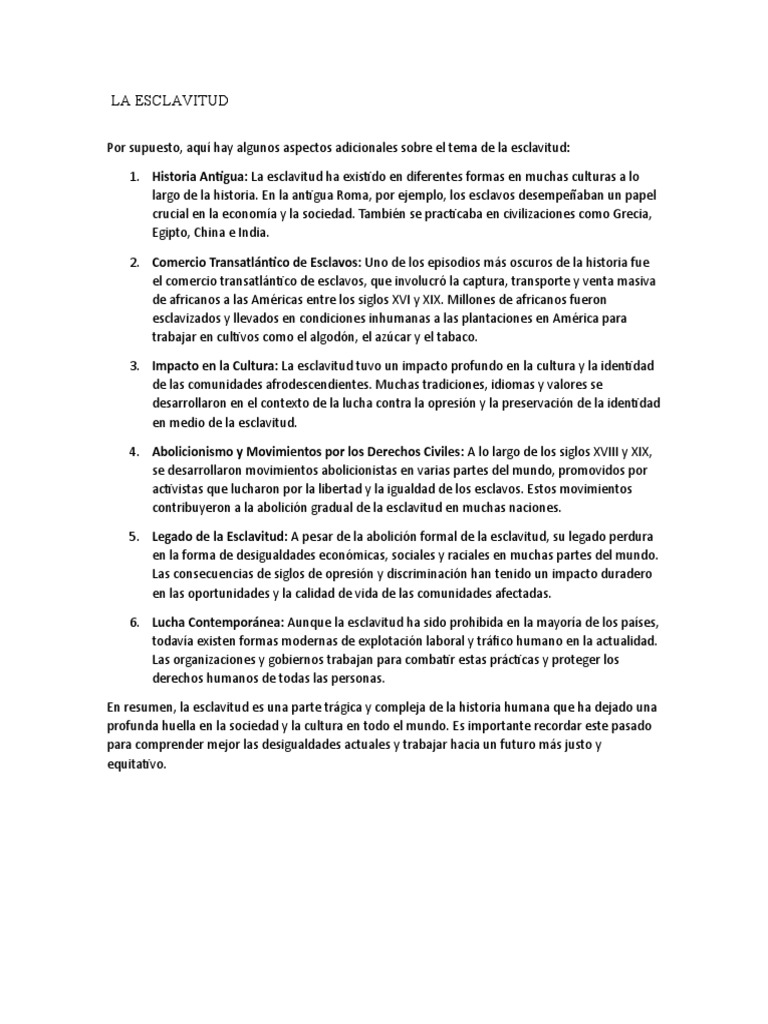 Historia y Legado de la Esclavitud | PDF