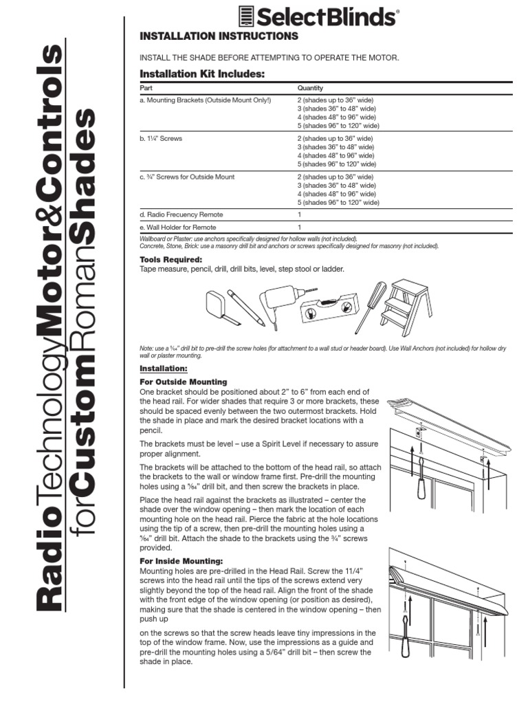Roman Radio Control Motorized Shades | PDF | Electromagnetic ...