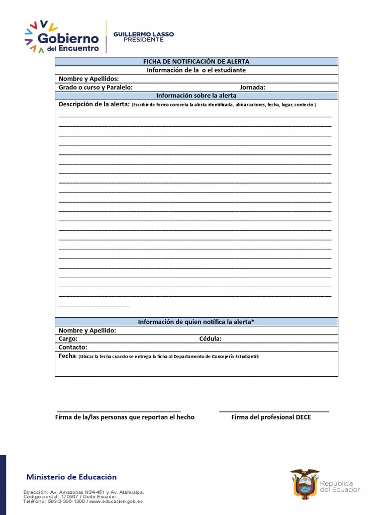 FICHA DE NOTIFICACIÓN DE ALERTA | PDF