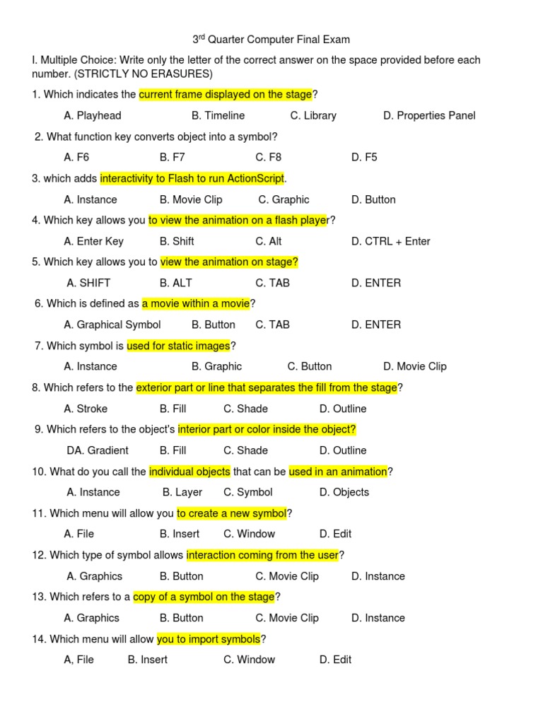 3rd Quarter Computer Final Exam | PDF