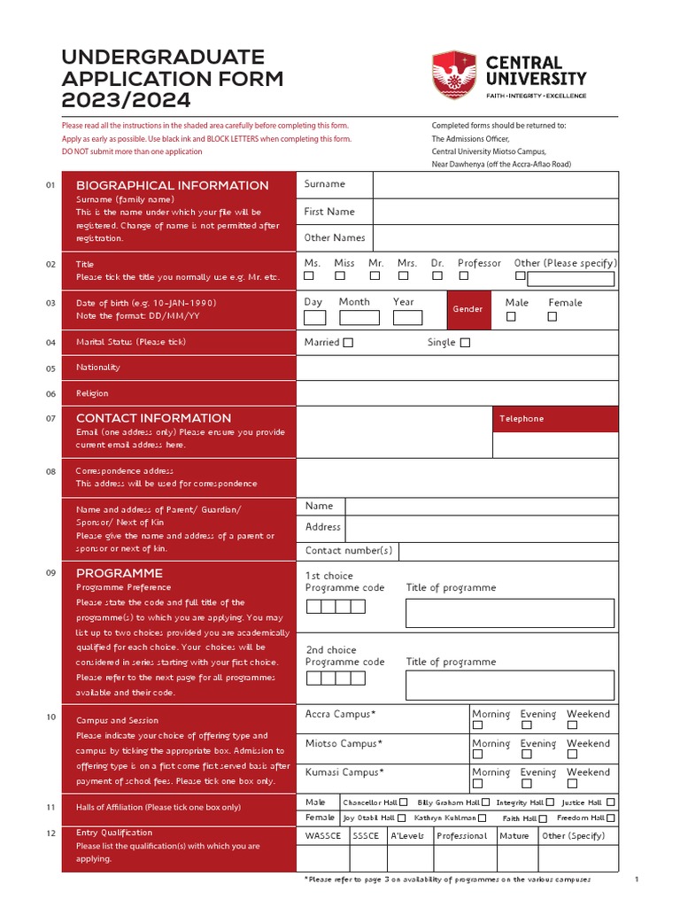 Central University Admission Form Guide | PDF