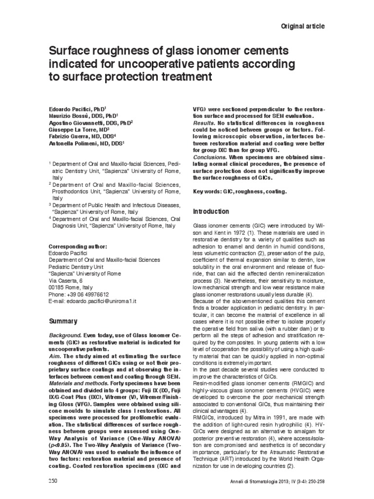 Surface Roughness of Glass Ionomer Cements Indicated For Uncooperative Patients According To