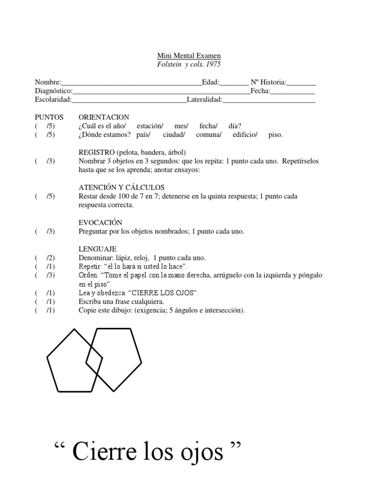 MMSE de Folstein | PDF