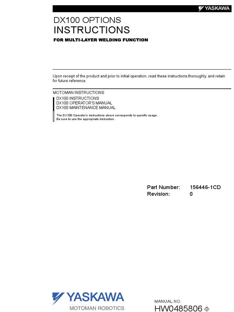 DX100 Multi-Layer Welding Manual | PDF