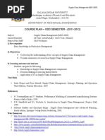 Supply Chain Management (MEC6009) - Course Plan