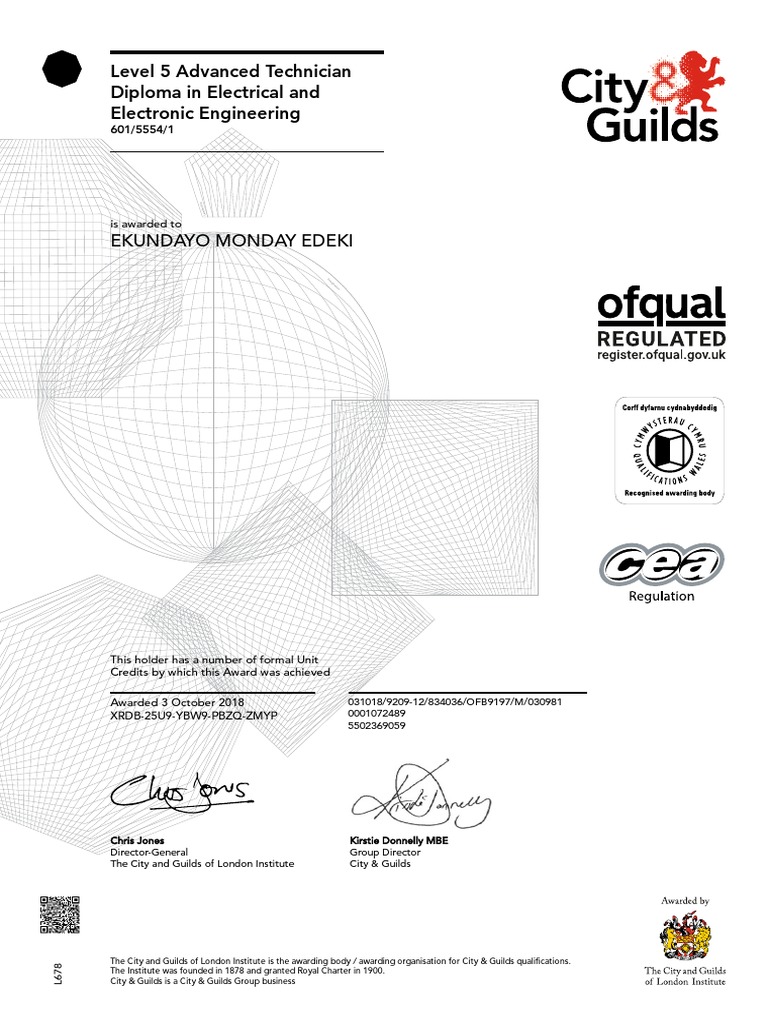 Level 5 City & Guilds Diploma Award | PDF