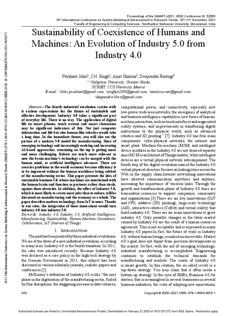 Sustainability of Coexistence of Humans and Machines An Evolution of