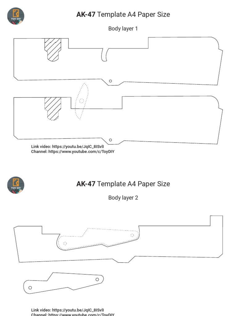 AK-47 Cardboard Template A4 Size | PDF