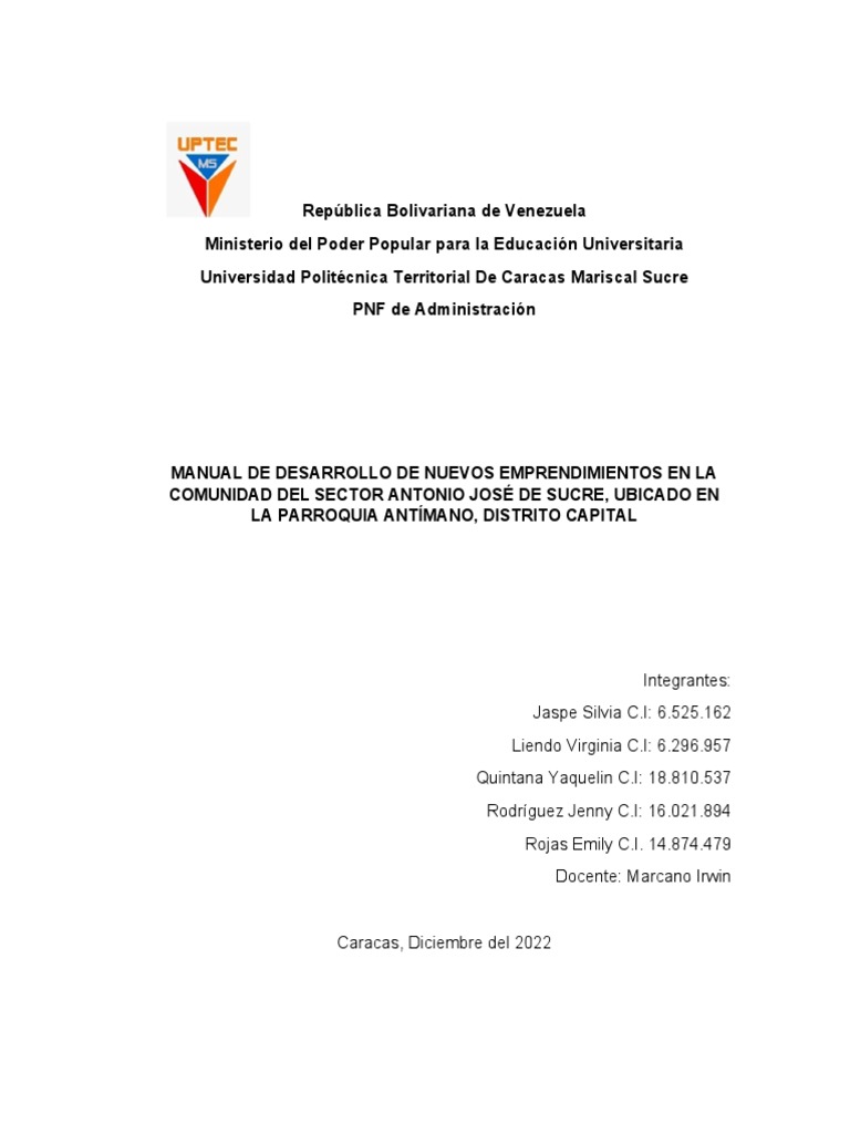 Proyecto Final PDF | PDF | Iniciativa empresarial | Venezuela