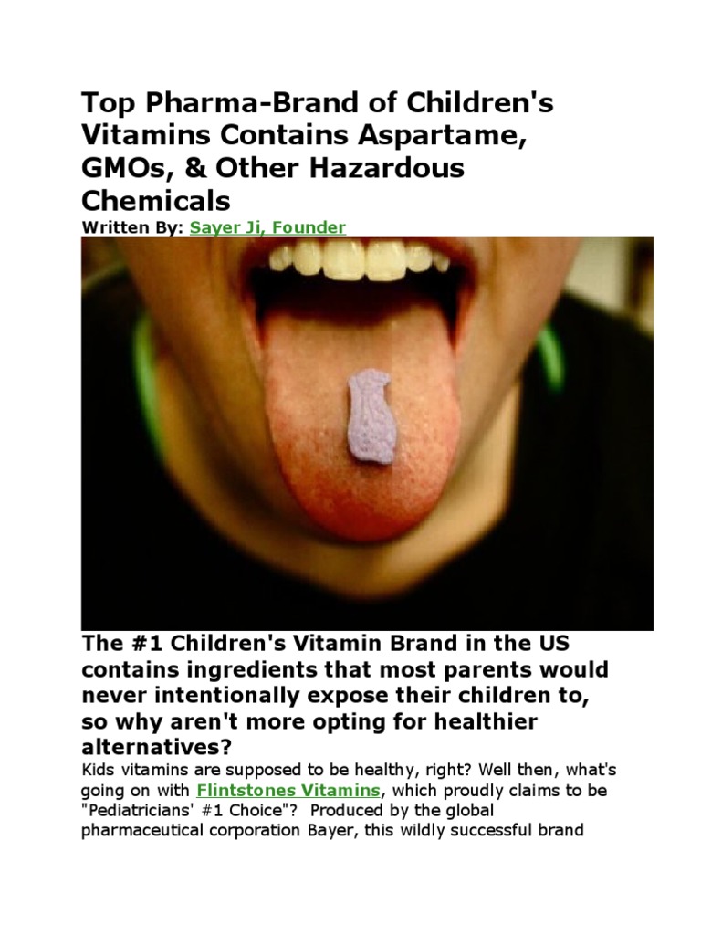 Pharma Brand of Children's Vitamins Contain GMOs, Chemicals and