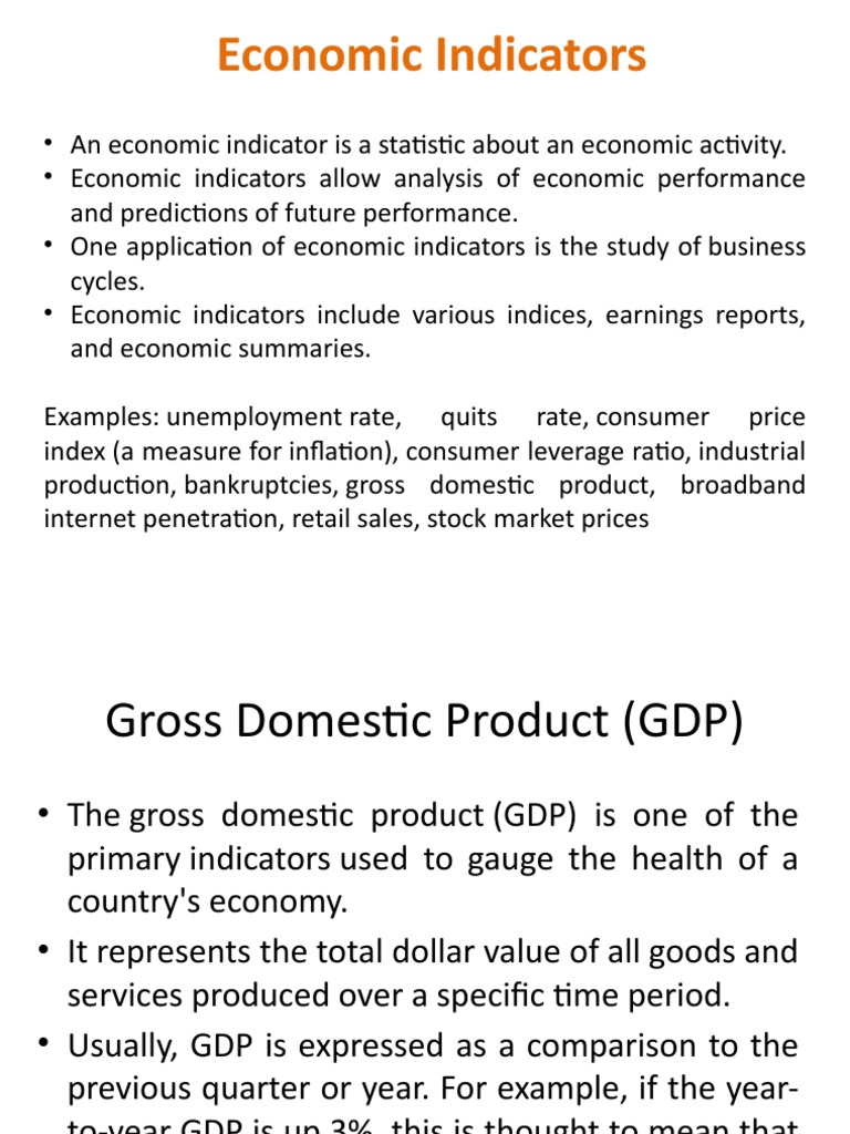 Economic Indicators PDF Gross Domestic Product Economic Indicators