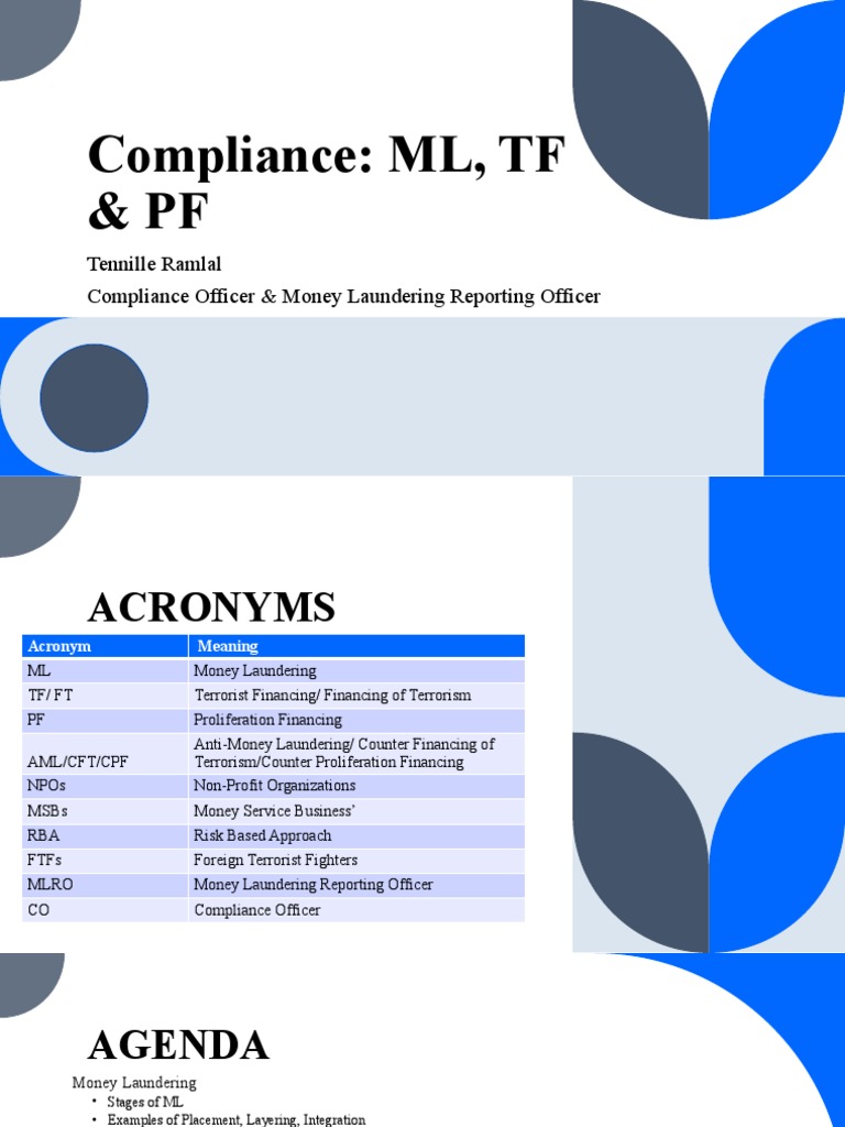 Compliance - ML, TF & PF | PDF | Money Laundering | Terrorism Financing