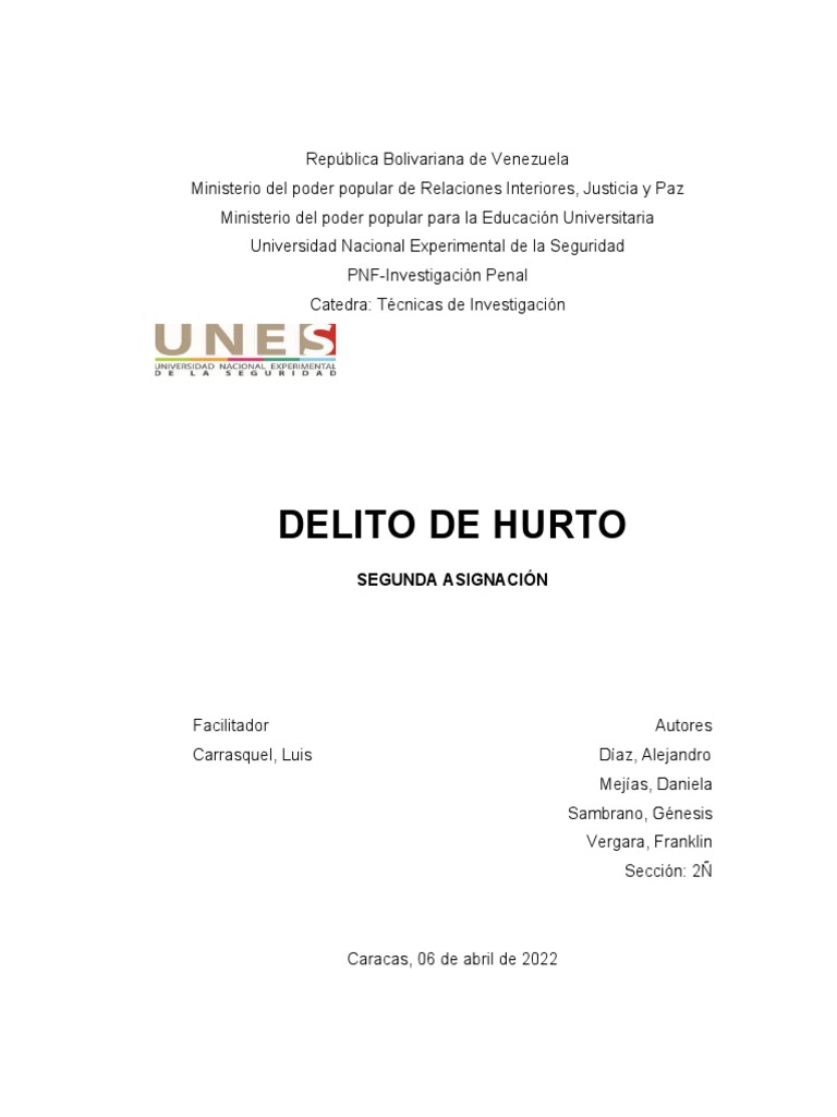 Delito de Hurto | PDF