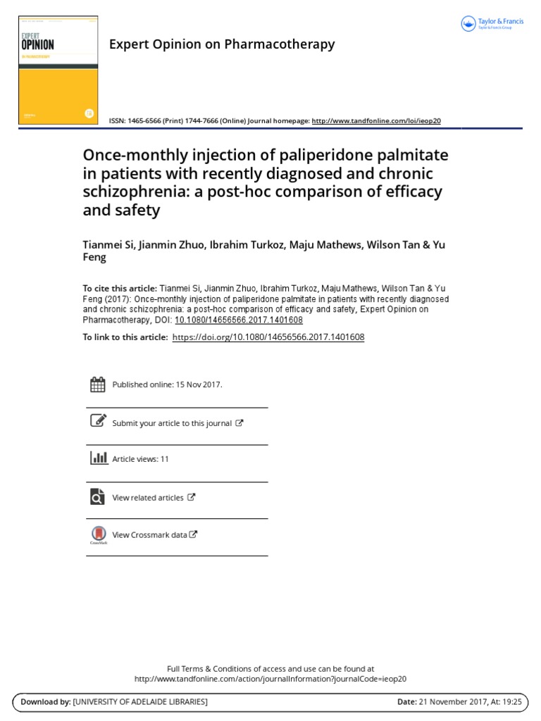 Schizophrenia Injection Efficacy Study | PDF | Antipsychotic ...