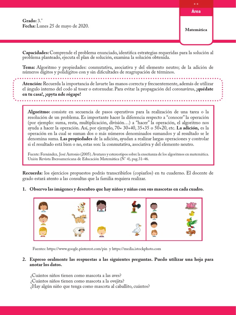 Matemática 3 Grado 25 05 20 Pdf Matemáticas