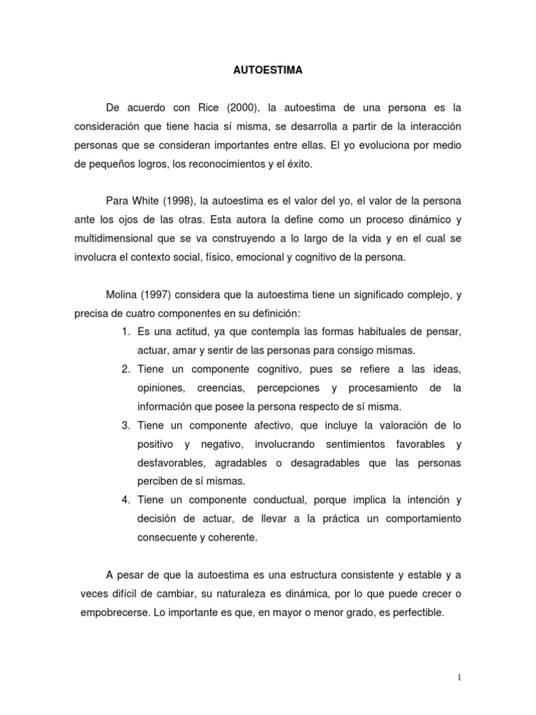 Importancia de la Autoestima en la Vida | PDF | Autoestima | Sicología