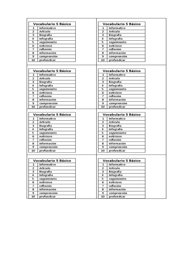 Vocabulario 5 Básico Pdf