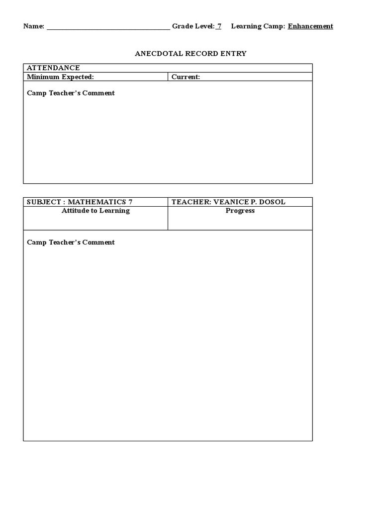 NLC Anecdotal Record Entry | PDF | Career & Growth | Self-Improvement