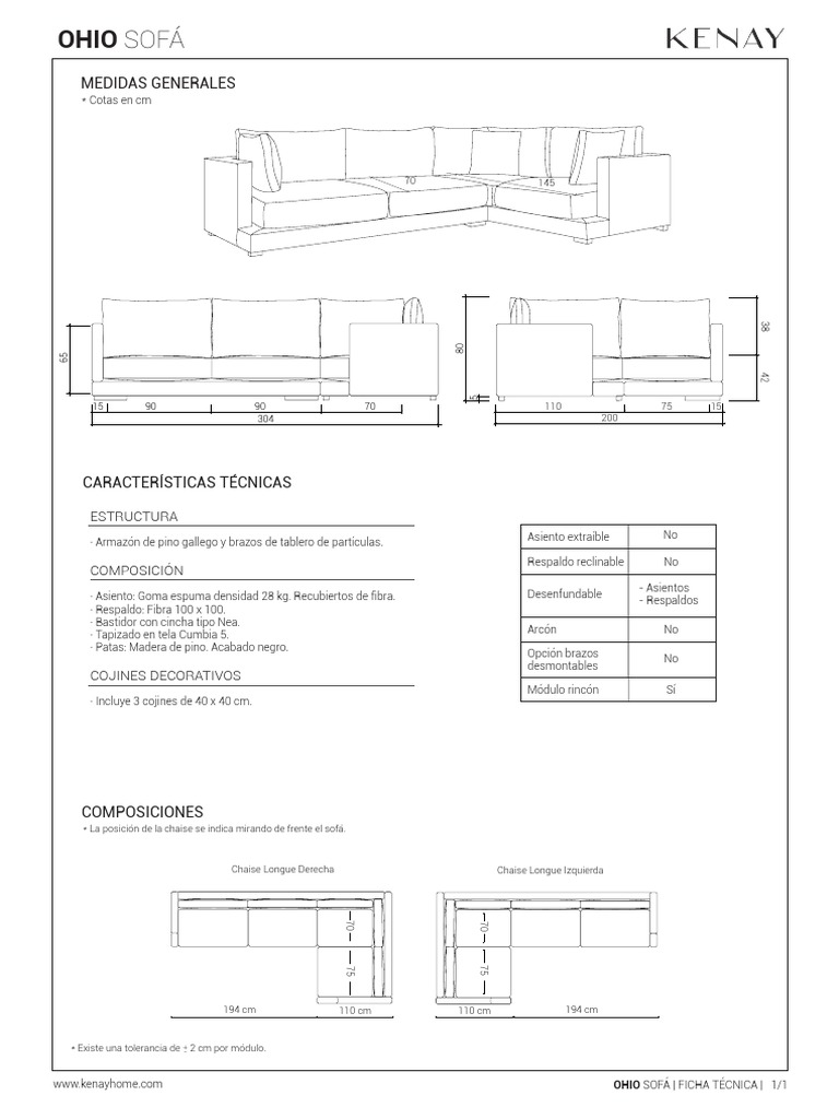 Ohio Sofá - Ficha Técnica | PDF