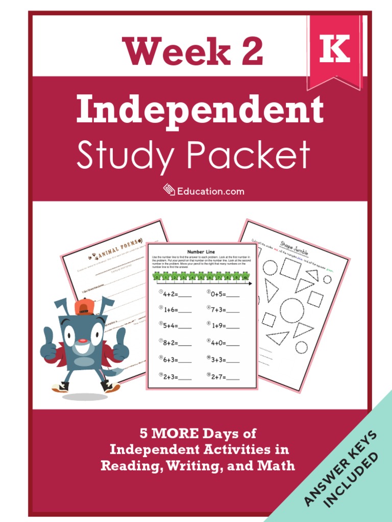 Independent Study Packet Kindergarten Week 2 | PDF