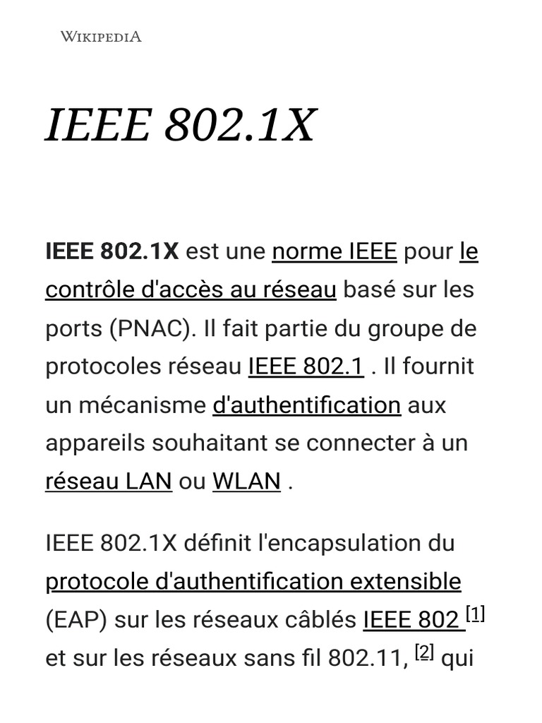 Overview of IEEE 802.1X Authentication | PDF