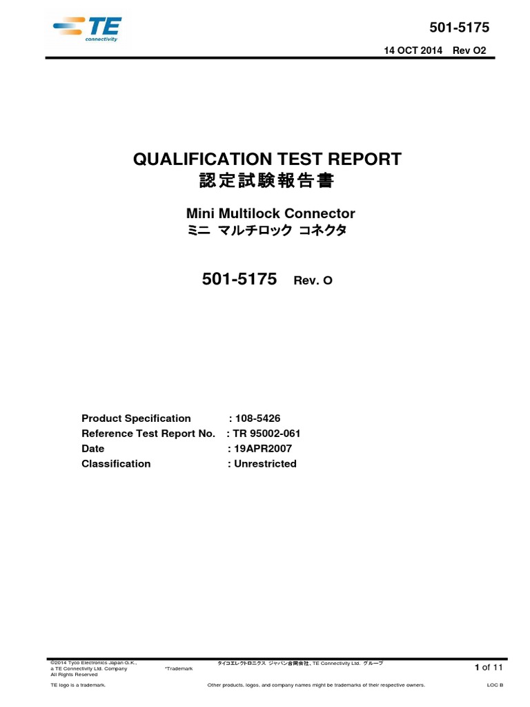 JPN - SS - 501-5175 - O2 Test Result PN 2822343-1 | PDF